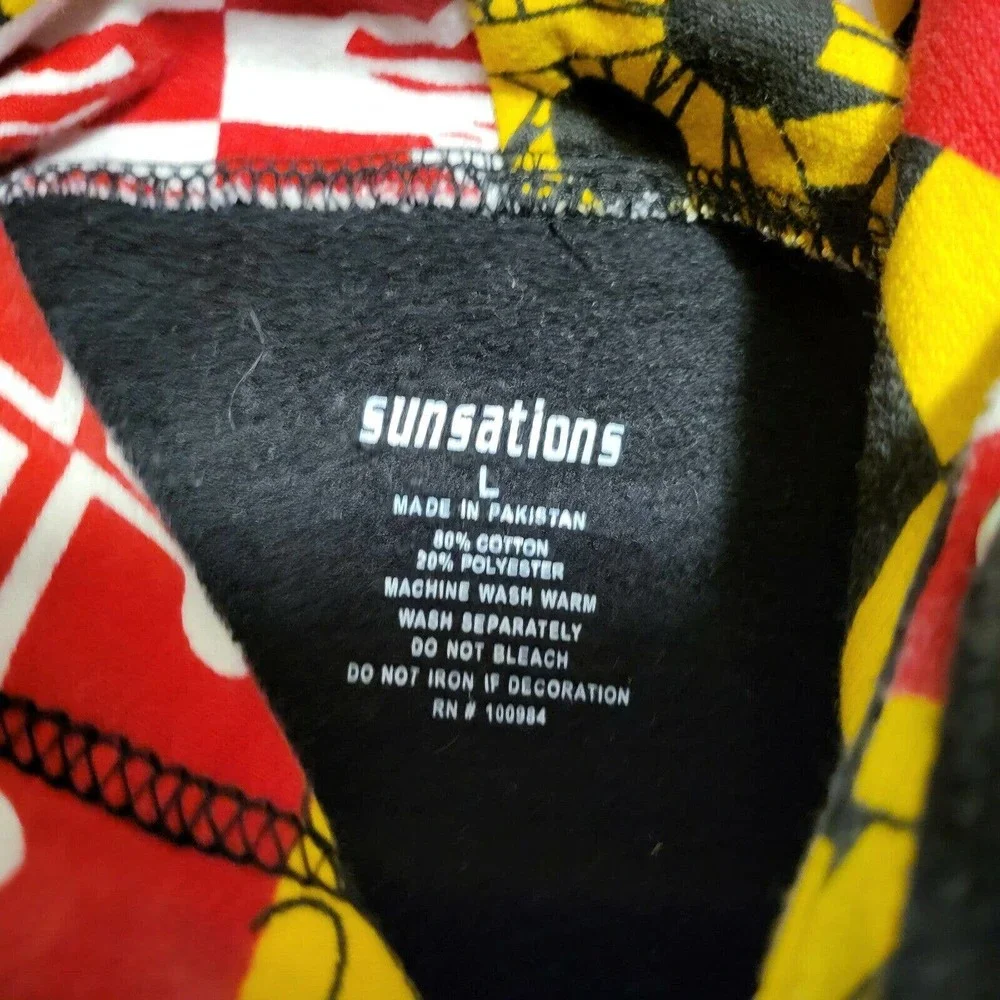 Maryland All Over Print AOP State Flag Sweatshirt Hoodie Mens Size L Large‎